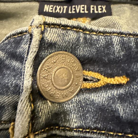 American Eagle Womens Next Level flex Skinny Jeans Size 29x32 Blue Distressed - Picture 9 of 16